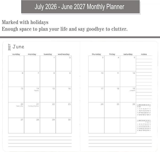 Daily Planner 2026-2027, One Page Per Day, Academic Calendar (July 2026 - June 2027), Appointment Book with Time Slots and Monthly Tabs, 5.7" x 8.25", Pocket, Leather Cove (Dark Grey Blue)