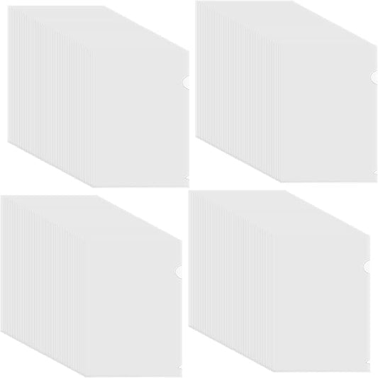 200 PCS L Type Plastic Folder, Clear Document File Project Pocket, A4 Paper Letter Size Transparent Sleeves Folders for Office, Home, 12.4 x 8.8 inch