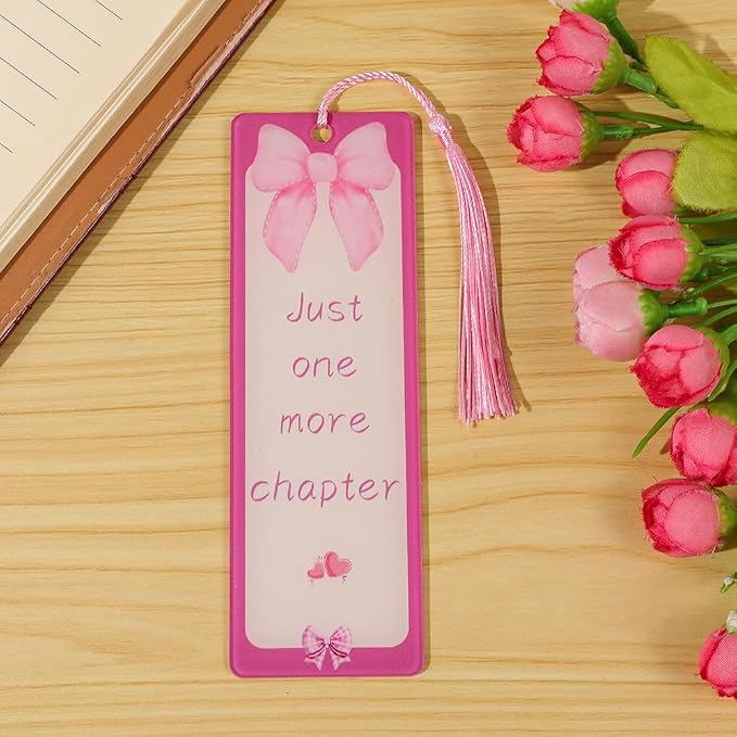 Coquette Acrylic Bookmark Set, 3PCS Pink Bookmarks with Tassel, for Book Lovers, Reading Accessories Gift for Women & Girls(3pc Bow)