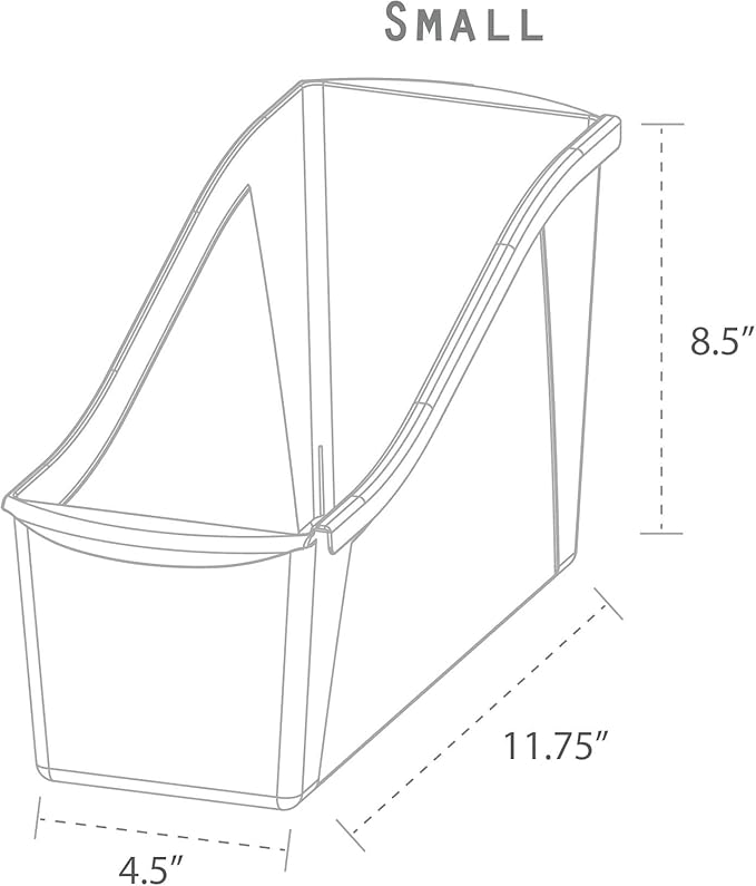 Storex Small Book Bin - Linking Storage Bins, Dry Erase Surface - 11.75" x 8.5" x 4.5", Onyx, 6-Pack