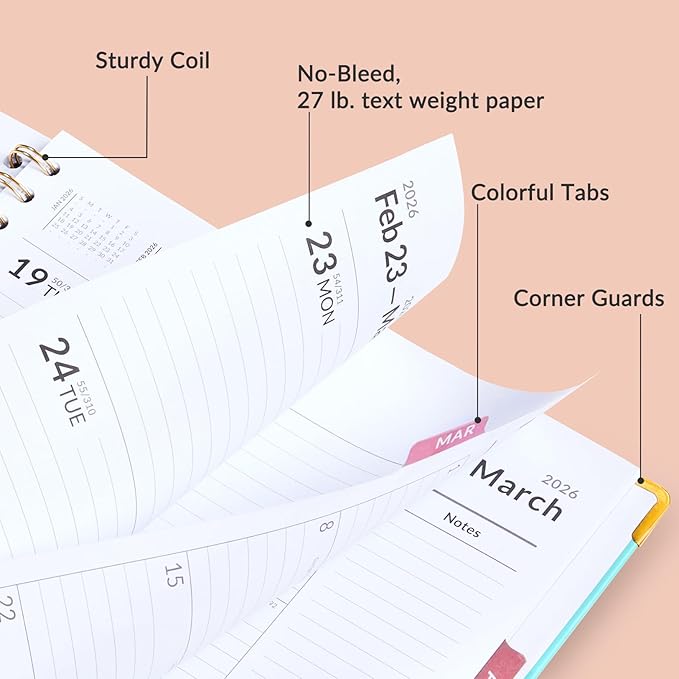 Forvencer 2026 Planner, Weekly and Monthly Calendar Planner for Women, Jan 2026 - Dec 2026, 8.5" x 11", Hardcover Planning Agenda book with Monthly Tabs, Spiral Bound, Inner Pocket, Cute Journal Organizer Notebook for Office School, A4 Size,Light Green