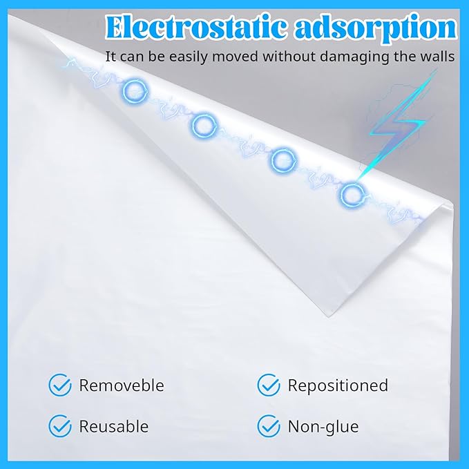 24in x 100ft Static Cling White Board Dry Erase Wallpaper Sticker, Removable Reusable Whiteboard Paper for Wall, No Adhesive No Residue, Stain-Proof White Board Dry Erase Roll for Office, Classroom