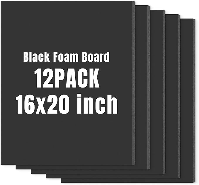 Golden State Art Foam Board 16x20-12 Pack - 1/8" Thick Black Poster Board Acid Free Foamboard for Paintings Prints, Art, Display, Crafts, Presentation and Projects