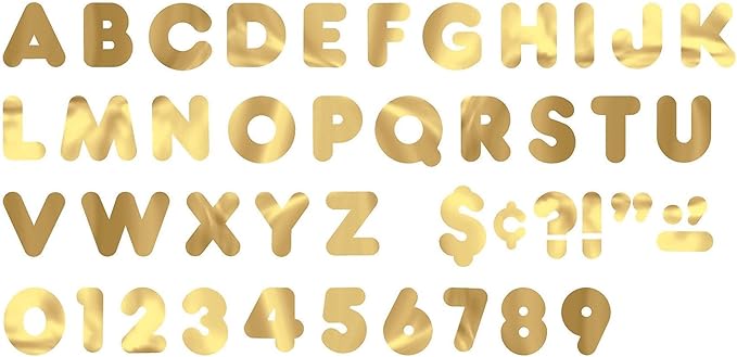 Trend Enterprises "Casual Uppercase 4"" Ready Letter, Metallic Gold 72 per Pack" (T-479)