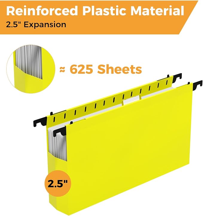 Ansook Legal Size Hanging File Folders, 12 Pack Plastic Legal Size File Folders,Heavy Duty 2.5 Inch Expansion, Extra Capacity Legal Hanging Folders for Office School Home Filing Cabinet