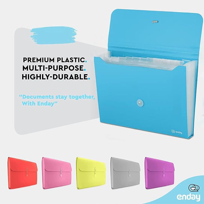 Accordion File Organizer 13 Pocket Expanding File Folder with Labels, Accordion File Organizer Letter Size Letter A4 Paper for Receipts, Bills and Documents 13" x 9.5” –By Enday