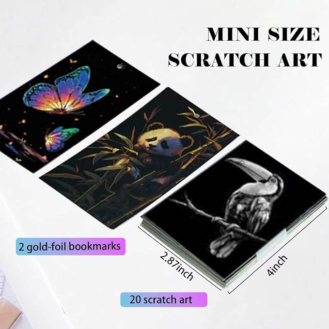 Pull-Out Scratch Art 20-Sheet Natural Wonders Scratch Art Bookmark DIY Art Set—Perfect as Party Favors or Gifts (Animal Bookmarks