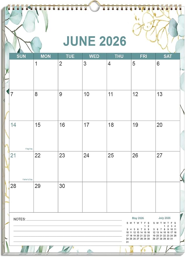 2026-2027 Calendar - Calendar 2026-2027 from June 2026 - December 2027, 19 Months Calendar/Planner with Thick Paper, 12" x 14.5", Vertical, Leaf