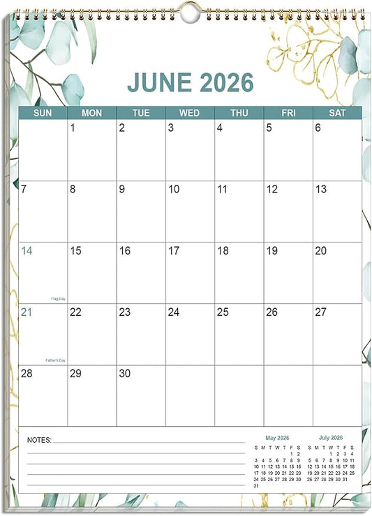 2026-2027 Calendar - Calendar 2026-2027 from June 2026 - December 2027, 19 Months Calendar/Planner with Thick Paper, 12" x 14.5", Vertical, Leaf