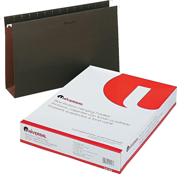 Universal 3-Inch Box Bottom Hanging Folders, Legal Size, Green, 25/BX (UNV14153)