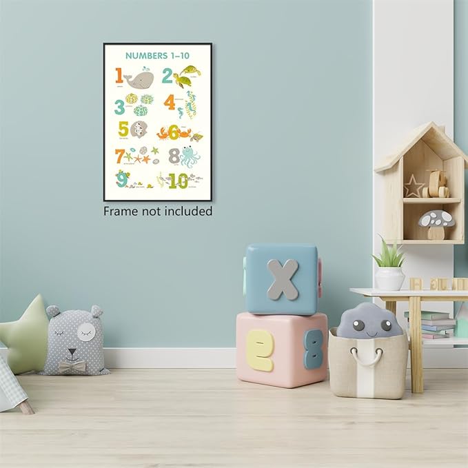 xbsifyiooa Number 1-10 Poster for Toddlers, Learning & Educational Numbers Posters for Toddlers 1-3, Kids Learning Posters, Cute Animal Numbers Chart Preschool Wall Posters For Kids 24x36in Unframed