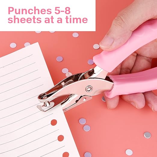 NEBURORA Blue Single Hole Puncher Metal with Soft-Handled Bundle Blue Mini Effortless Desktop Staplers with 400 Standard Staples