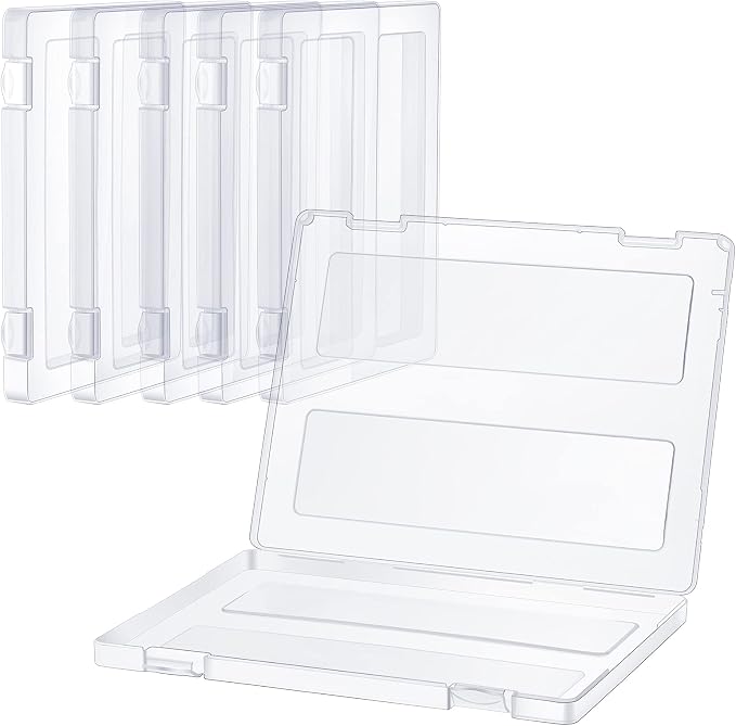 Outus 6 Pieces A4 File Box Paper Photo Storage Box A4 Portable Project Case Clear Plastic Document Magazine Organizer Box for Office School Supplies Accessories 12.52 x 9.5 x 0.95 Inch