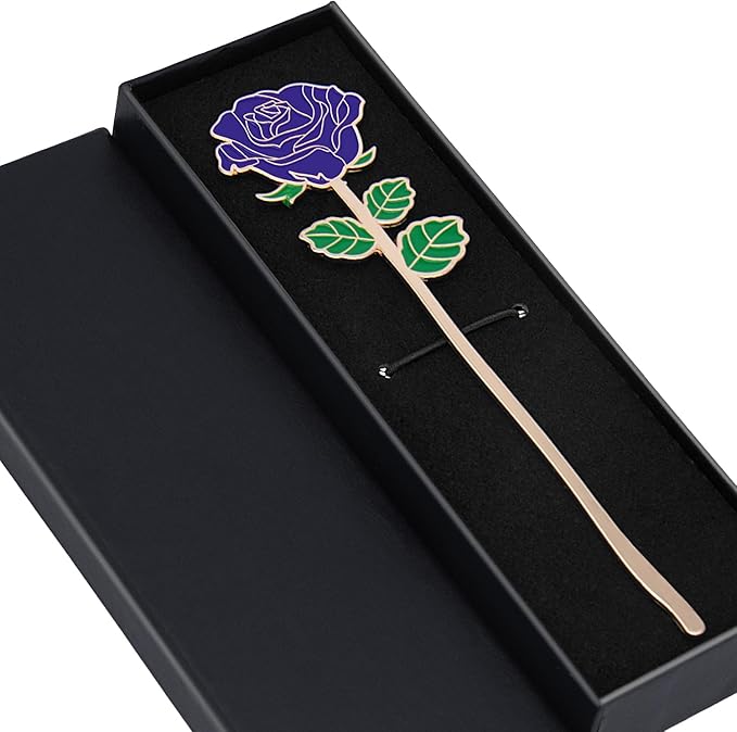 Metal Purple Rose Bookmark, Bookmarks for Women, Cute Bookmarks Gift for Book Lovers, Gift for Mother's Day, Girlfriend and Friend Graduation, Teacher's Day, Thanksgiving