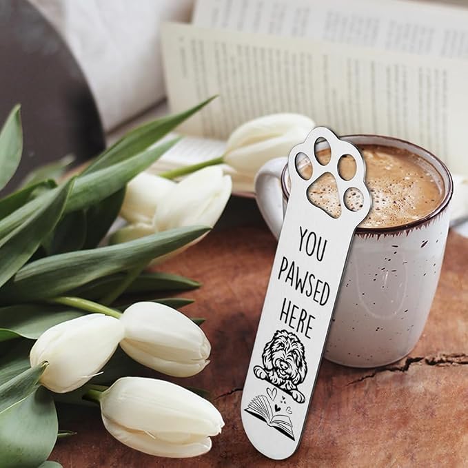 FOKCBOCM Goldendoodle Gifts, Goldendoodle Dog Bookmark for Goldendoodle Dog Lover Book Lovers Bookworm Bookish Nerd, Bookmark Dog Lover, Book Club Gifts for Reader Dog Owner Lover-DX129, Silver
