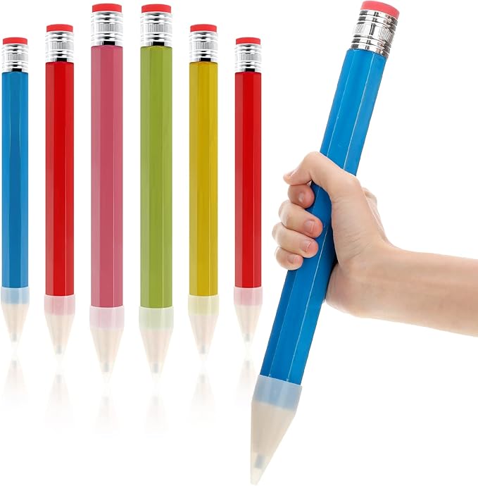 Tinlade 6 Pcs Wooden Jumbo Pencils for Prop, Funny Huge Giant Pencil 14 Inch for Home and School Supplies, Kids, Preschoolers(14 Inch)