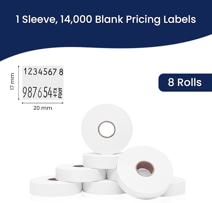 Perco Freezer Adhesives White Labels for Monarch 1136 Price Gun - 1 Sleeve, 14,000 Pricemarker Labels