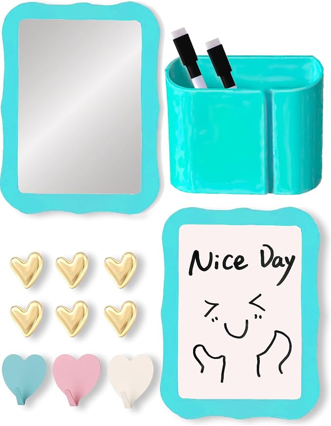14 PCS Locker Accessories Kit for Girls, Back to School Essentials Supplies, Locker Organizer Stuff for School Office Work, Includes Magnetic Mirror, Dry Erase Board, Pen Holder and More, Blue