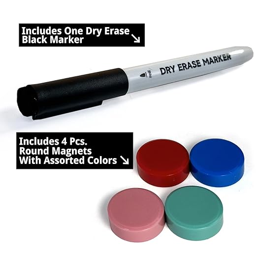 Azar Displays Floating 900962-GLD Whiteboard 12" x 24" – Modern Frameless Wall-Mounted Dry Erase Board with Standoff Caps, 4 Assorted Magnets & Marker – Sleek Acrylic Design, Gold