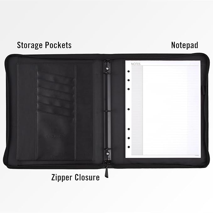 AT-A-GLANCE Day Runner Deco Slim Profile Starter Set, Undated, 3 Rings, Size 5, 8-1/2 x 11", Black (207-0386)