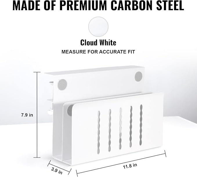 2 Tier Desk Side Storage, Under Desk Laptop Mount, Clamp On Desk Shelf for Tablet, Files,Accessories, No Drill Hanging Desks Caddy for Office and Home, Load 30Lbs, White