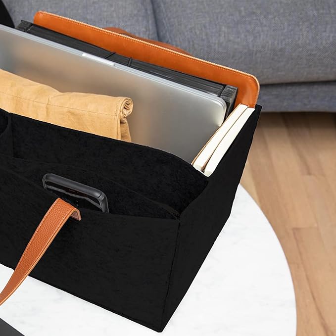 Tote Bag Organizer Insert, Bag Organizer for Totes, Portable File Organizer, Handbag Organizer, Fit for School, Office, Arts and Crafts, Storage Totes with 5 Individual Interior Partitions (Black)