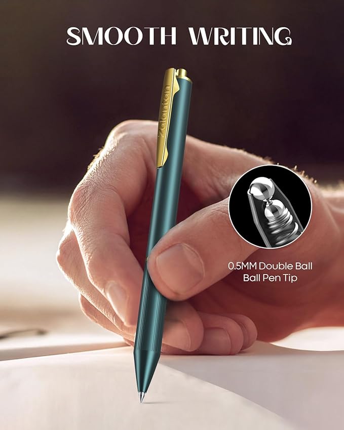 0.5MM Retractable Metal Gel Pen fancy pen Premium Metal Barrel nice pens Smooth Writing Archival Ink Leak-Proof, Ideal Gift Set - 2 Pens/Box with 2 Refills