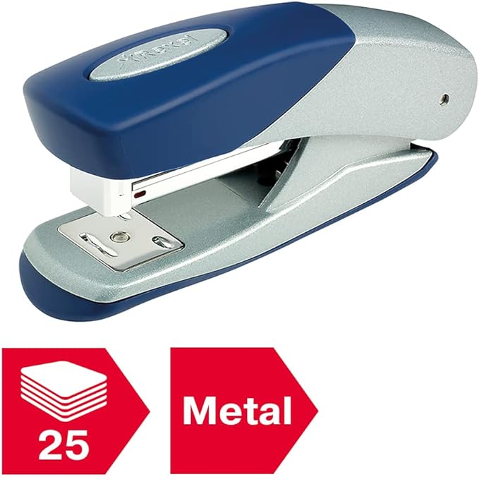 Rexel Matador Half Strip Stapler, 25 Sheet Capacity, Uses 24/6 and 26/6 Staples, Metal Body, Blue/Silver, 2100951
