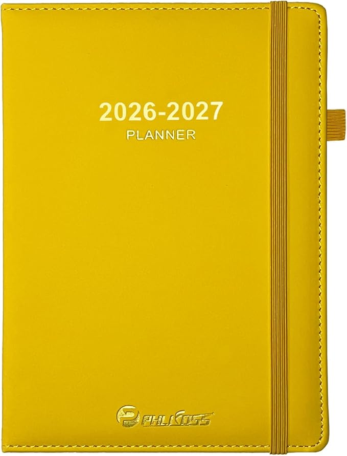 Daily Planner 2026-2027, Academic Calendar(July 2026 - June 2027) - One Page Per Day, Daily Monthly Agenda, 5.7" x 8.3" Appointment Book with Hourly Schedule and Monthly Tabs (Yellow)