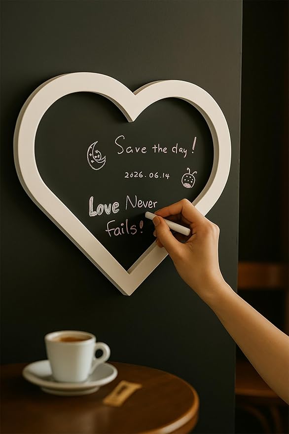 Heart-Shaped Magnetic Chalkboard, 10.2"x11.8" Small (White)