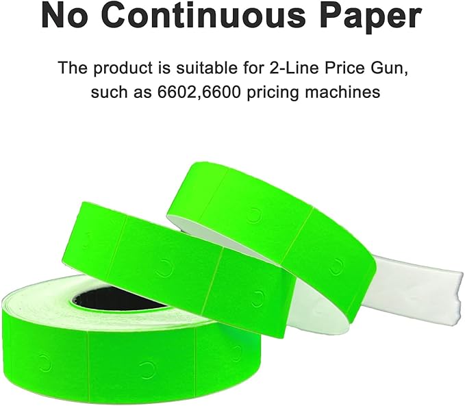 2 Line Price Gun Labels, 4 Packs Total 16,000 Pcs Blank Price and Date Gun Labels, Suitable for MX6600, MX6602, YH689, and Most Other 2 Line Price Guns (Green)
