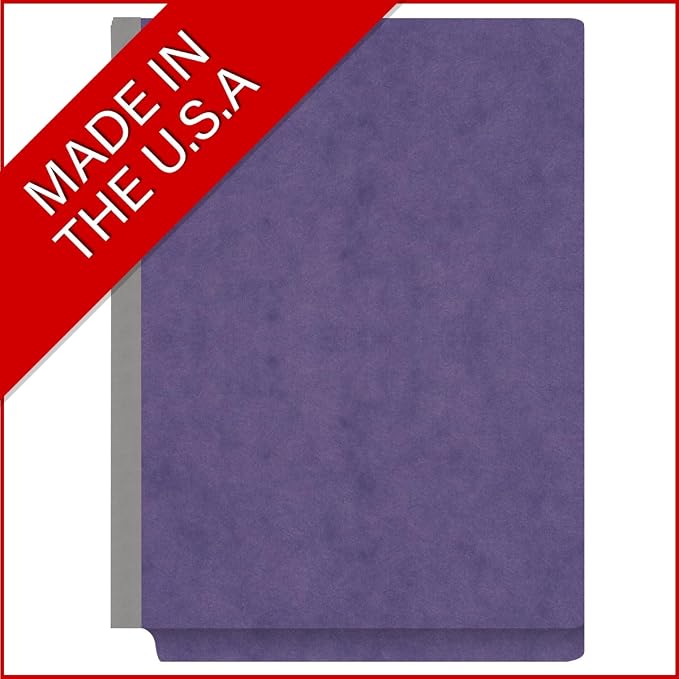 25 Pt. Pressboard Classification Folders, Full Cut End Tab, Letter Size, 2 Dividers, Purple (Box of 10)
