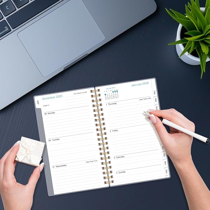 2026 Pocket Planner/Calendar - 2026 Planner from January 2026 - December 2026, Planner 2026 with 12 Tabs, Twin-Wire Binding, Inner Pocket, 3.75" x 6.75", Purple