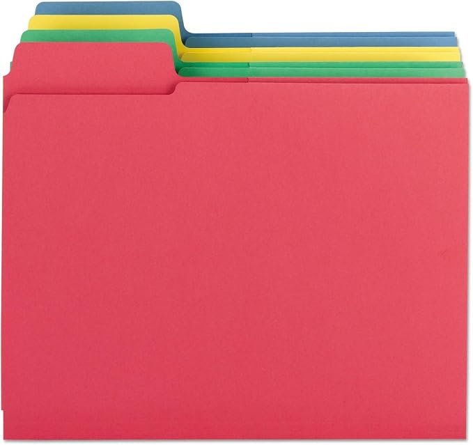 Smead 3-in-1 SuperTab Section Folder, 1/3-Cut Oversized Tab, Letter Size, Assorted Colors, 12 Count (11905)