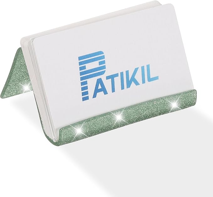 PATIKIL Business Card Holder for Desk, 2Pcs Acrylic Business Card Holders Shine Card Stand Organizer Cards Display for Office Exhibition, Light Green