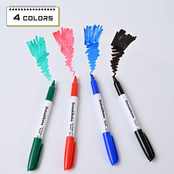Dabo&Shobo White Board Markers-72 Pcs 4 Color Fine Tip Dry Erase Markers，Perfect for Writing on Whiteboard Mirrors Glass for Office