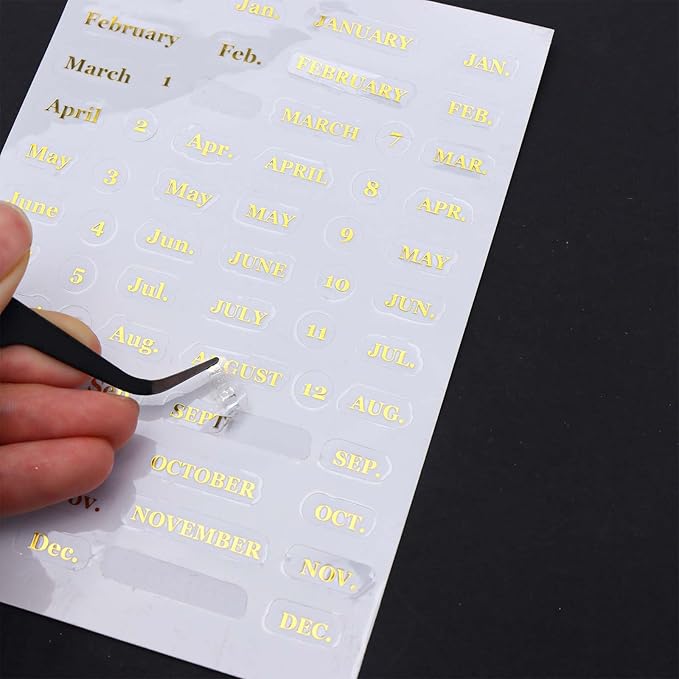 AxeWoodz 6 Sheets Foil Monthly Tab Stickers Colorful Monthly Planner Stickers 12 Months Label Sticker Waterproof Index Sticker
