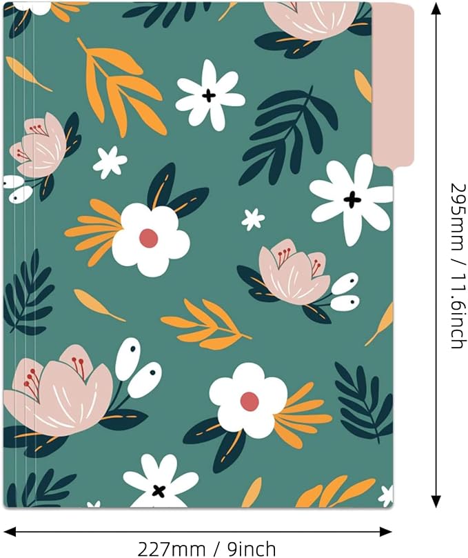EOOUT 18 Pack Decorative File Folders Floral Folders Cute File Folder, Letter Size Colored File Folders,1/3-Cut Tabs, 9.6 x 11.6 Inches, for Office, School, Home