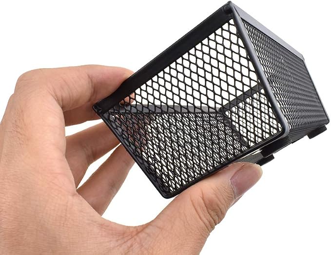 HAHIYO Stackable Mesh Tray Cup 6 x 3 x 2 inches Sturdy Container for Desk Drawer Organizer Collection for Home Office School kitchen Soft Foam Feet No Sharp Edges 2 Pack Black