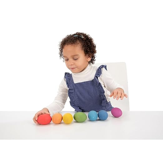 TickiT-74005 Rainbow Wooden Eggs - Set of 7 colors - Wooden Toys for Toddlers - For Ages 10m+ - Inspire Curiosity With Wooden Loose Parts Play