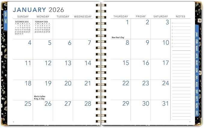 LARGE PRINT HARDCOVER 2026 Planner, 8.5"x11": 14 Months (November 2025 - December 2026), Daily Weekly Monthly Planner, Yearly Agenda, Bookmark, Pocket Folder and Sticky Note Set (Primrose)