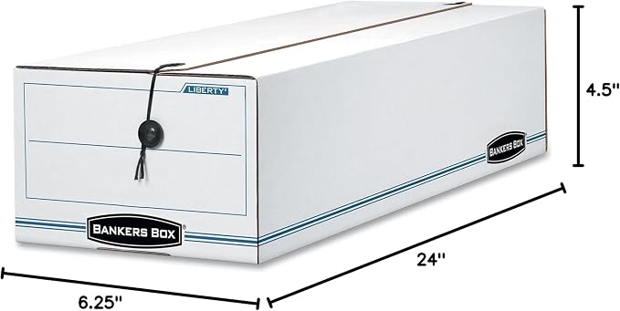 Bankers Box LIBERTY Check and Form Boxes, Standard Set-Up, String and Button, 4 1/4 x 6 x 23 1/4 Inches, Case of 12 (00003)