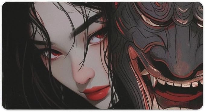 Large Mouse Pad Gaming Japanese Fantasy Female Samurai Anime Girl Desk Mat for Keyboard and Mouse Mat Non-Slip Rubber Desk Pad 40X75cm, Style
