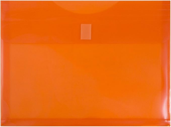 JAM PAPER Plastic Expansion Envelopes with Hook & Loop Closure - Letter Booklet - 9 3/4 x 13 with 1 Inch Expansion - Assorted Colors - 12/Pack