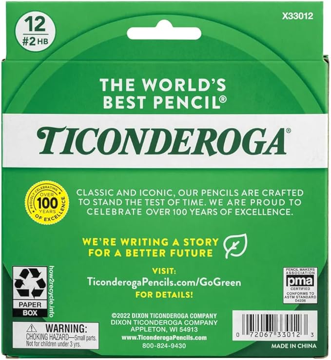 Ticonderoga My First Half-Size Wooden Pencils, Large Triangle-Barrel Pre-Sharpened #2 (HB) Short 4.5" Yellow Pencils with Erasers, Yellow, 12/Pack, Case of 72 Packs