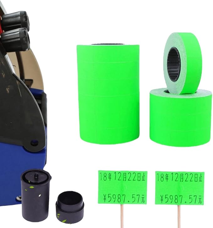 MX-6600 Price Labels | 2 Line White Blank Price and Date Gun Labels with 3 Ink Rolls | 30 Rolls / 15000 Fits MX-6600,MX-6602, YH-689 Guns (Without Gun) (3 Green + 3 Ink Rolls)