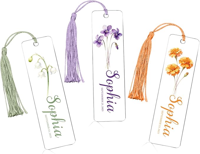Personalized Bookmarks for Women Book Lover Birth Flower Birthday Customized Gifts for Reading Her Daughter Friends (Acrylic #4)