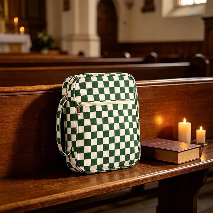 Bible Bag Cover Case for Women Bible Carrying Bag with Handles Bible Study Supplies & Accessories Christian Gifts for Women (Green)