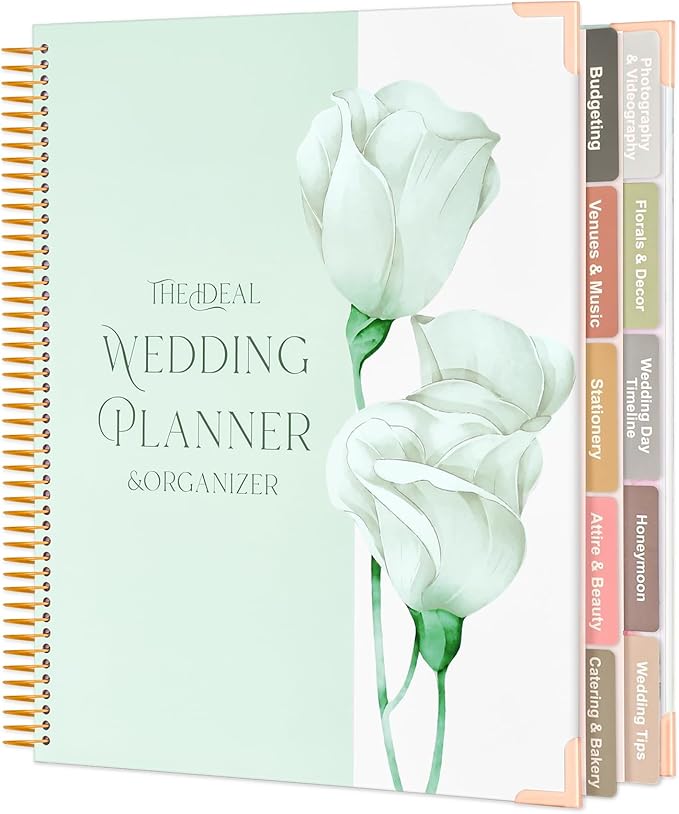Wedding Planner Book and Organizer – 176 Pages Bridal Planning Notebook with Stickers, Checklists, Calendars & Pockets – Engagement Gift for Bride to Be & Newly Engaged Couples