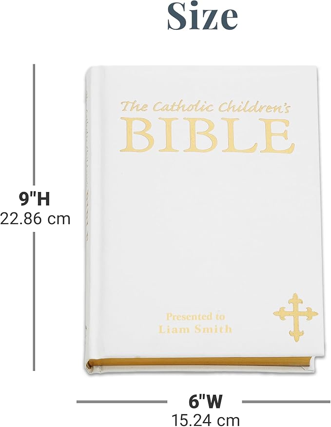Let's Make Memories Personalized Children's Bible - New & Old Testament for Kids - Customize with Name - 9" x 6" - Catholic Bible for Children - White Cover